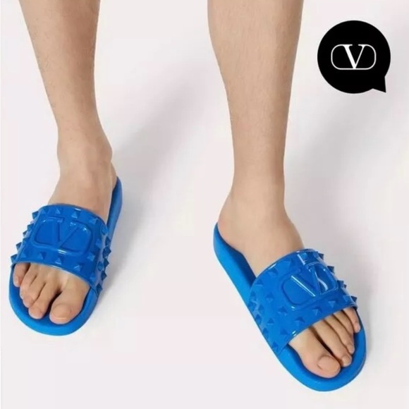 VALENTINO GARAVANI VLogo ROCKSTUD Logo Rubber Slide Men Sandals EU 46 - US 13 - Picture 3 of 13